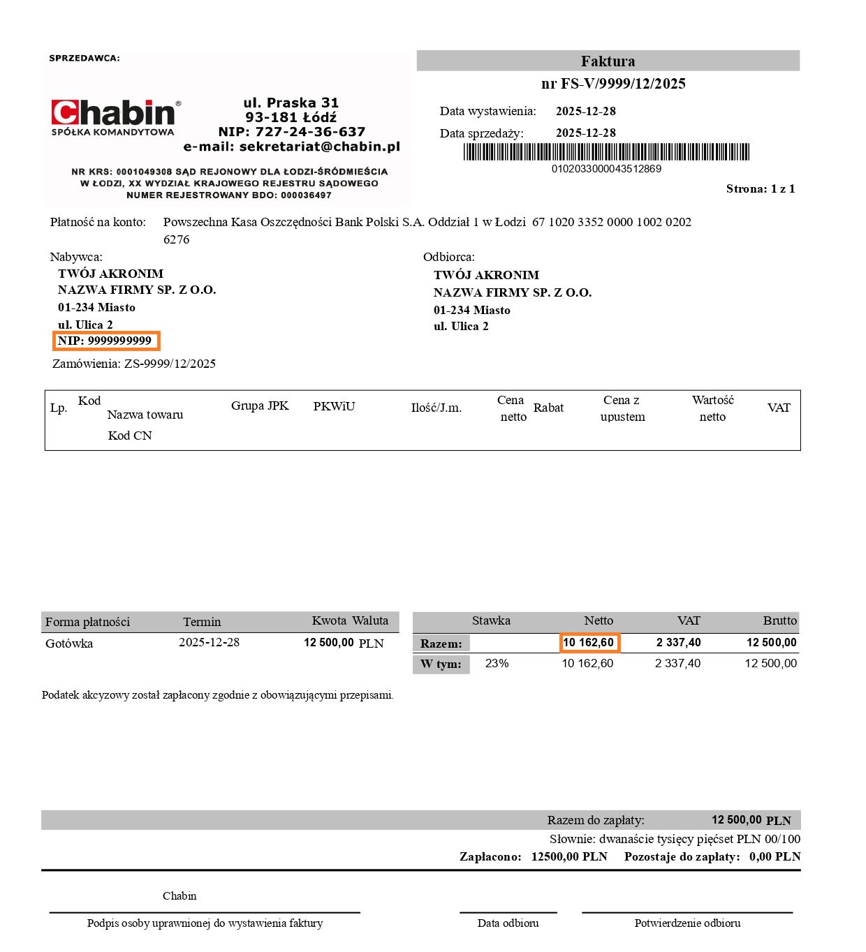 Gdzie znaleźć dane na fakturze?